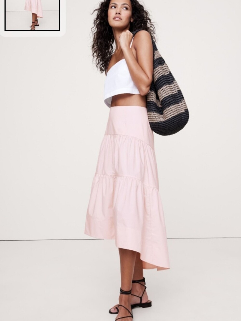 Banana Republic Pink Cotton Poplin Drop Waist Tiered Maxi Skirt NWOT Size 4